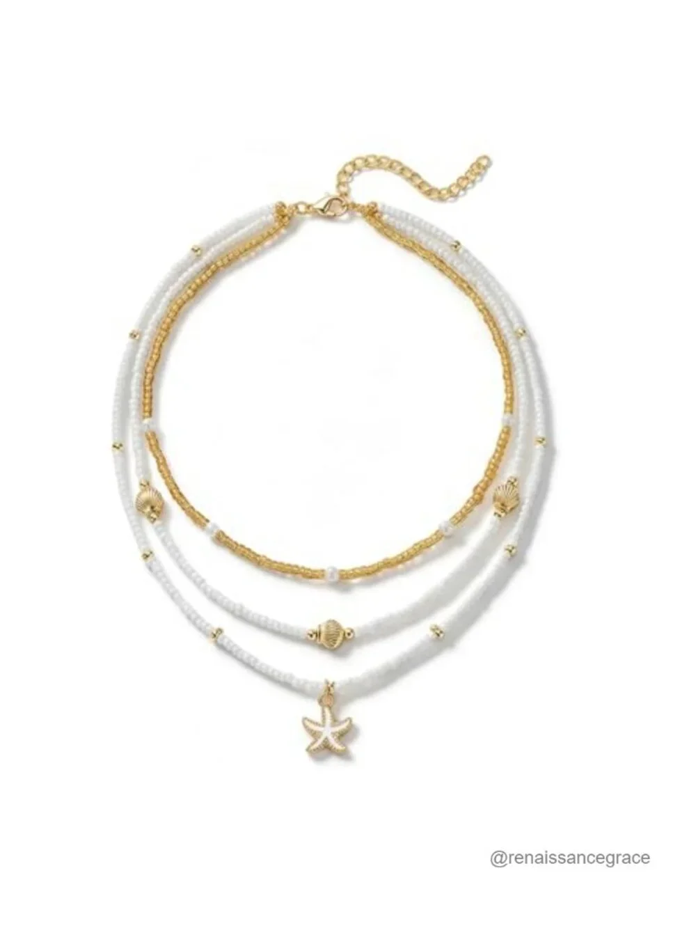 Natural Shell Necklace for Women Pearl Beaded Starfish Pendant Adjustable Boho